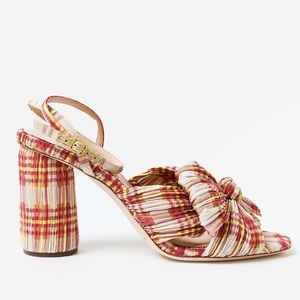Loeffler Randall size 8 B Medium Natalia Cranberry Plaid Platform Heel Sandals